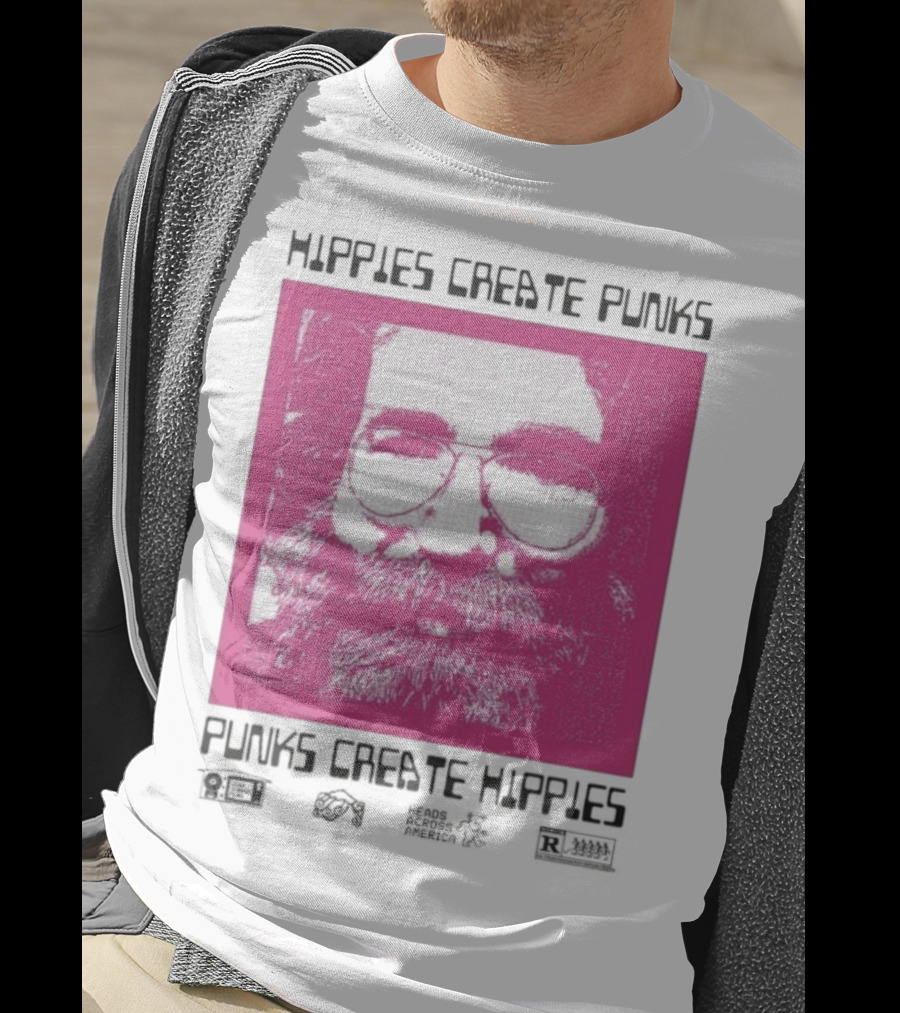 Hippies Create Punks Punks Create Hippies Heads Iconic Beard Glare T-Shirt