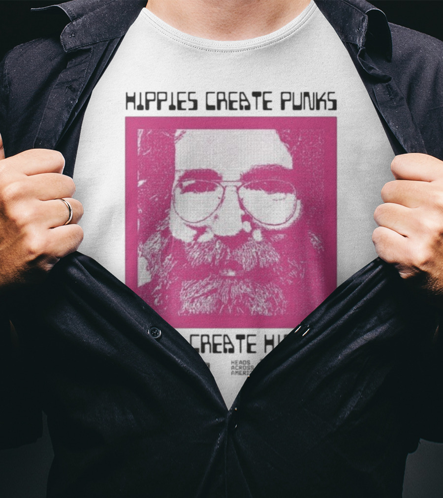 Hippies Create Punks Punks Create Hippies Heads Iconic Beard Glare T-Shirt