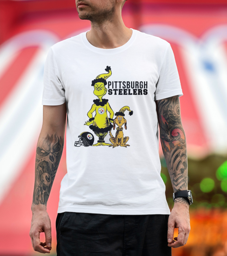 Grinch Max Pittsburgh Steelers Football Christmas Collaboration T-Shirt