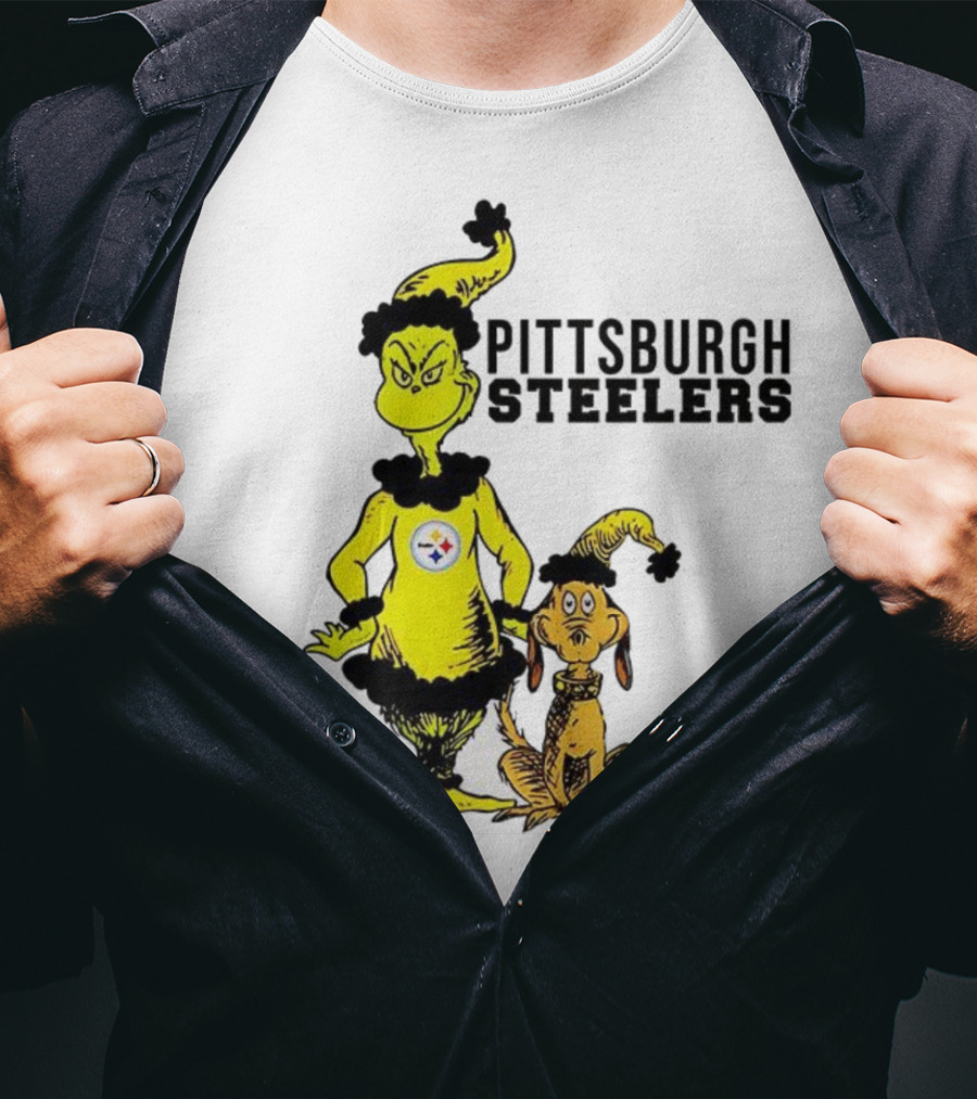 Grinch Max Pittsburgh Steelers Football Christmas Collaboration T-Shirt