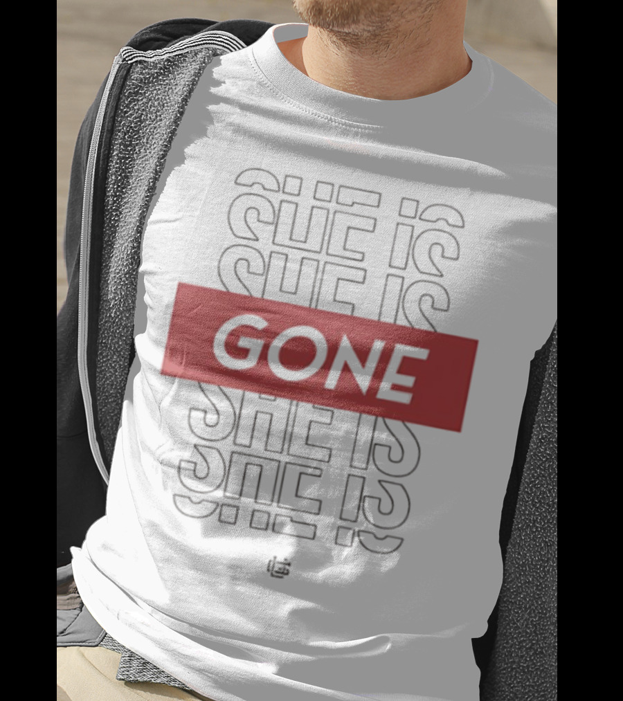 She Is Gone Bold Statement Red Highlight Repeat T-Shirt