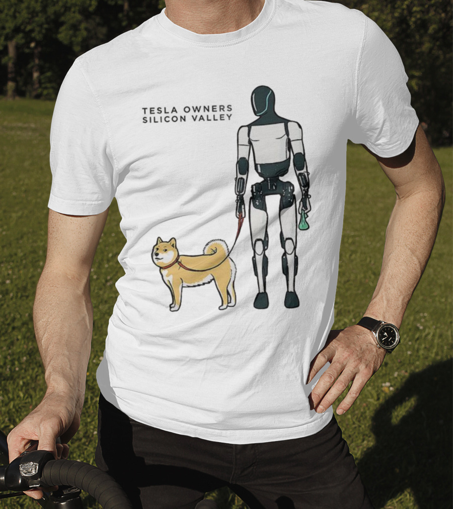 Tesla Owners Silicon Valley Optimus Robot Walking Doge Dog T-Shirt