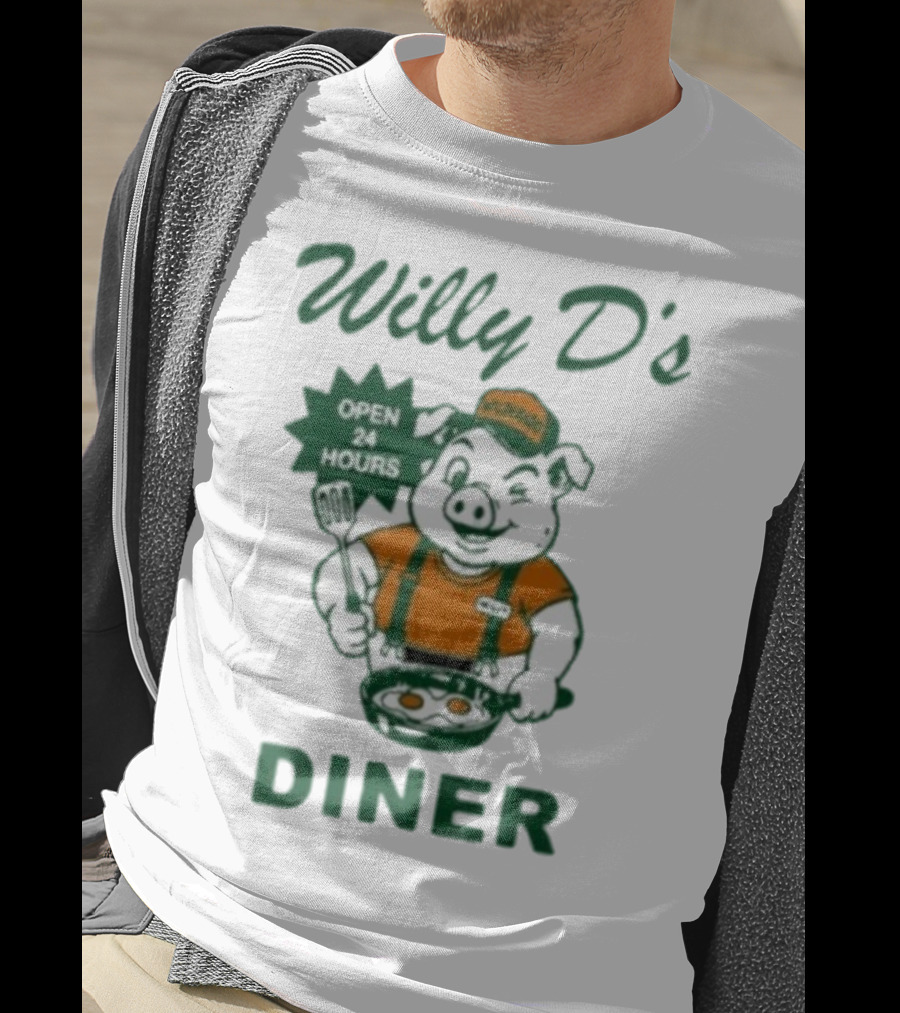 Wilderado Willy D's Diner Open 24 Hours Pig Cooking Eggs T-Shirt
