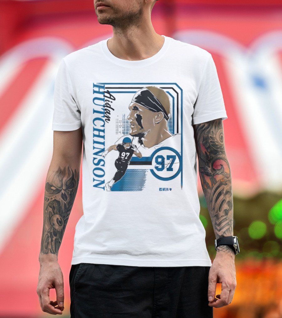 Aidan Hutchinson Signature Collage 97 Athlete Portrait T-Shirt