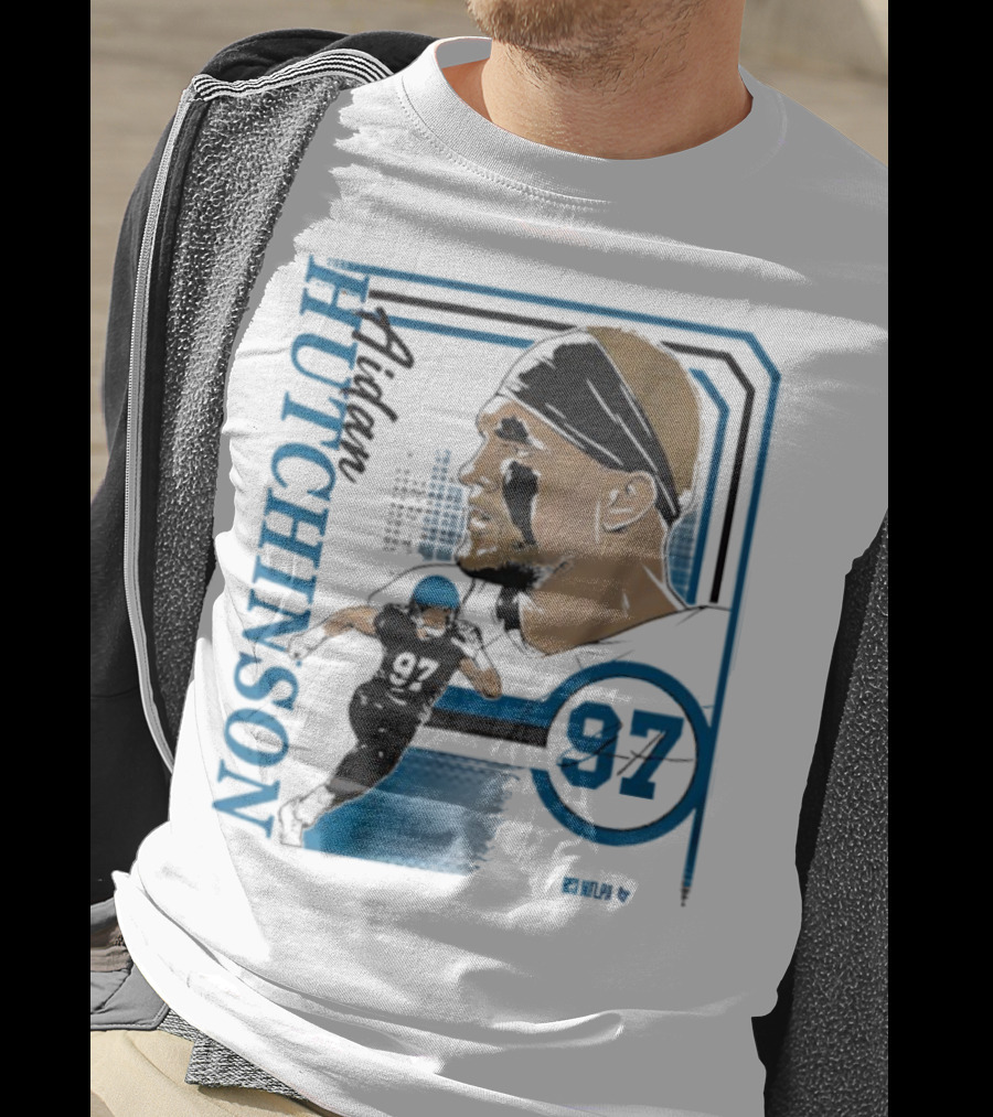 Aidan Hutchinson Signature Collage 97 Athlete Portrait T-Shirt