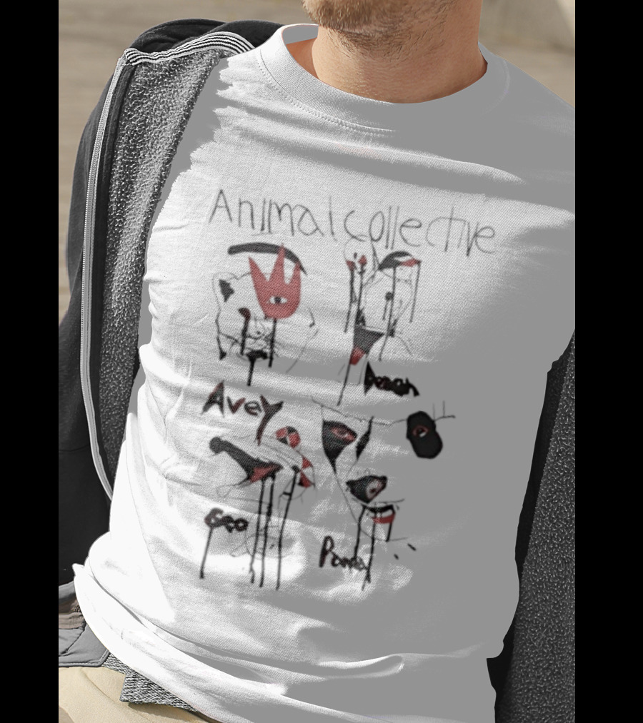 Animal Collective Feels 20th Anniversary Red Abstract Faces And Eyes T-Shirt