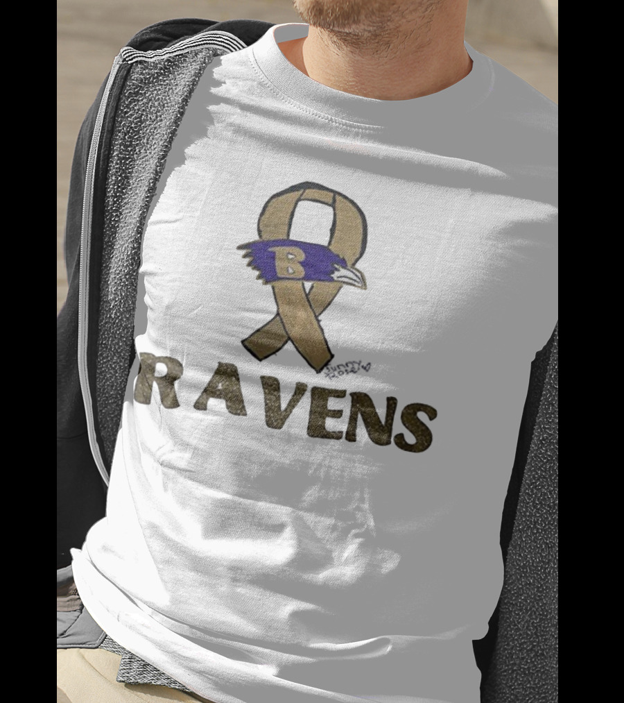 Baltimore Ravens Crucial Catch Breast Cancer Awareness 2025 Ravens Ribbon Logo T-Shirt