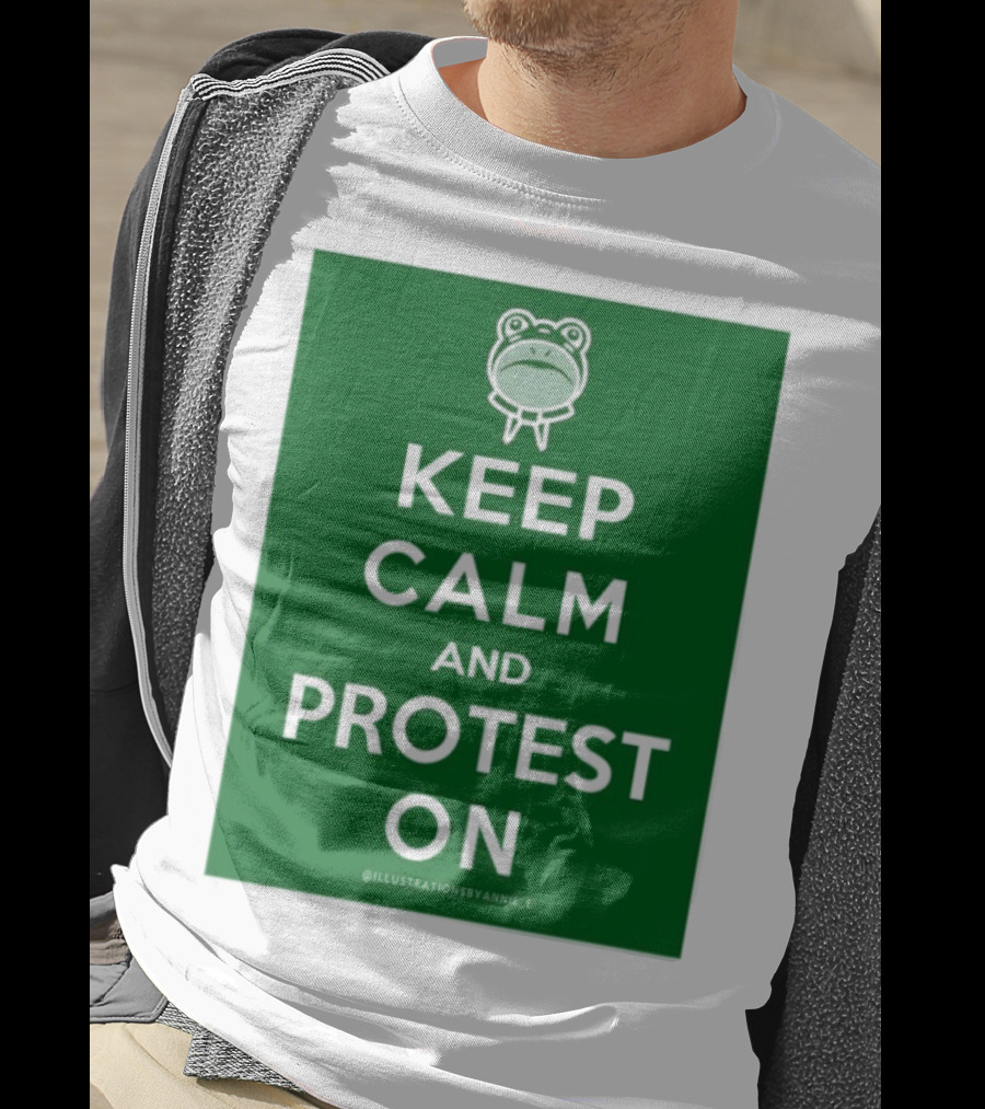 Keep Calm And Protest On With Frog Icon T-Shirt
