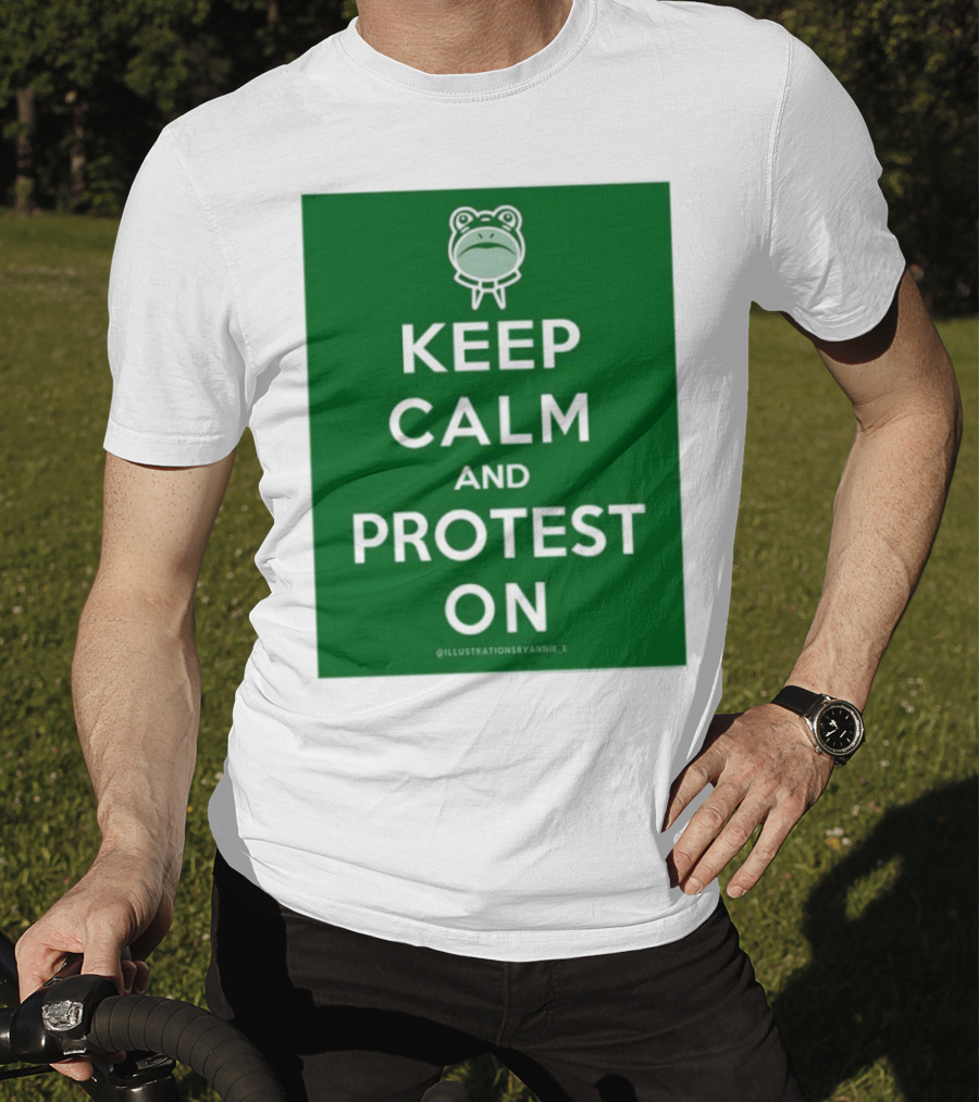 Keep Calm And Protest On With Frog Icon T-Shirt