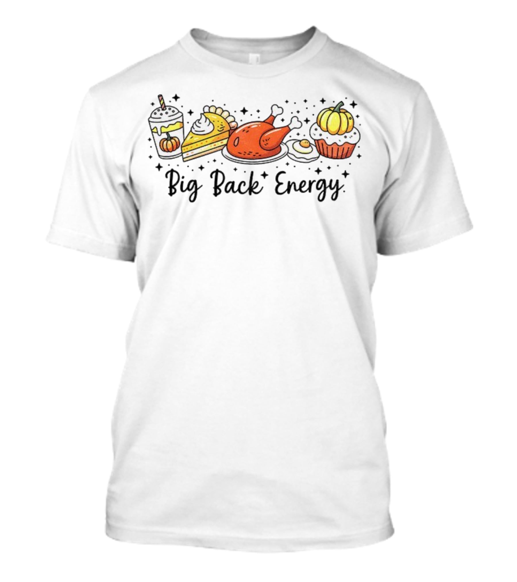 Big Back Energy Thanksgiving Food Vintage Retro Pumpkin Turkey Pie Halloween T-Shirt