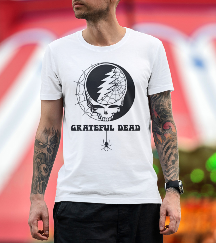 Grateful Dead Steal Your Face Spiderweb Skull Halloween T-Shirt