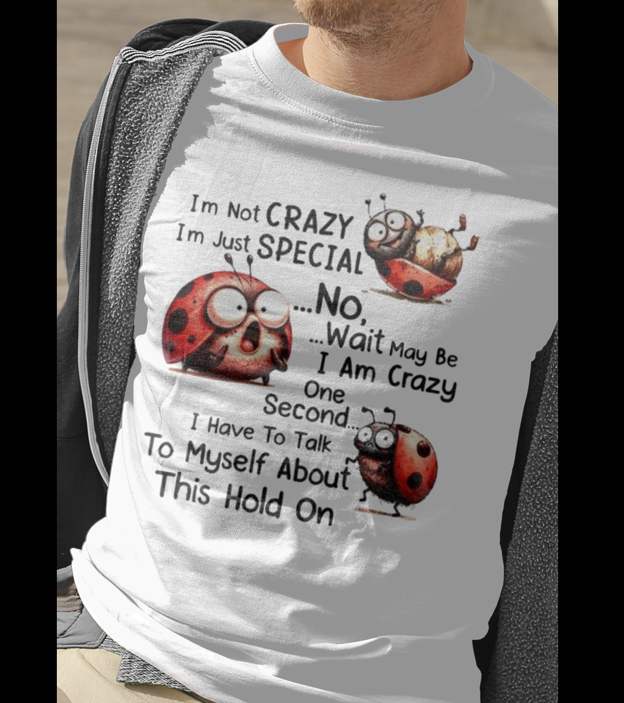I'm Not Crazy I'm Just Special No Wait May Be I Am Crazy One Second I Have To Talk To Myself About This Hold On Ladybug T-Shirt