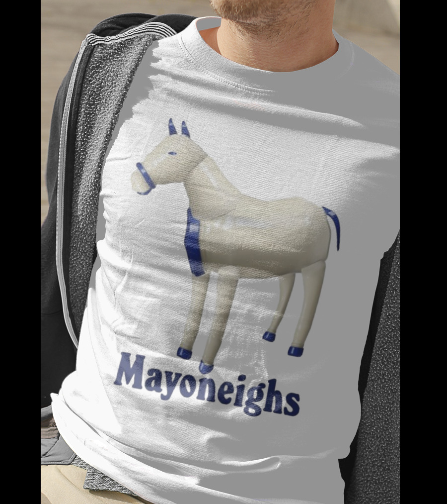 Mayoneighs Horse Creamy Figurine Blue Accents T-Shirt