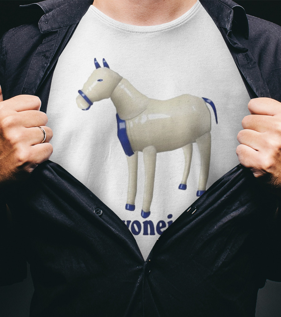 Mayoneighs Horse Creamy Figurine Blue Accents T-Shirt
