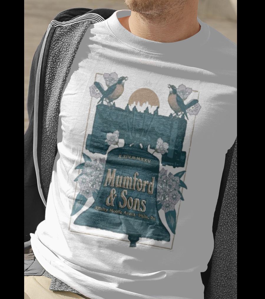 Mumford And Sons Philadelphia 10.14.2025 Liberty Bell Floral Design T-Shirt