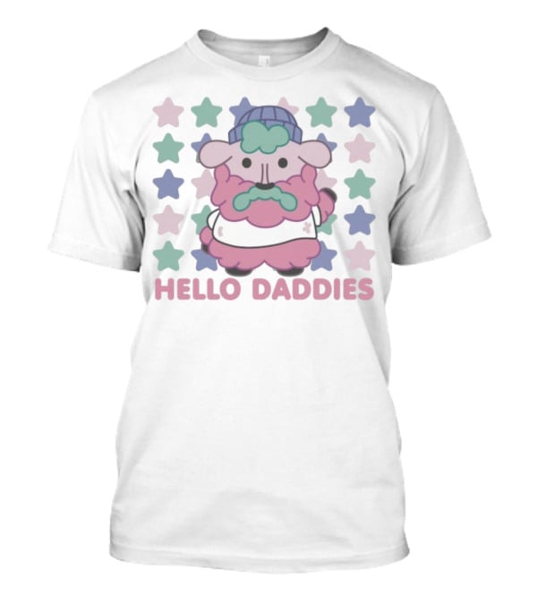 Hello Daddies Pink Bearded Sheep Star Pattern T-Shirt