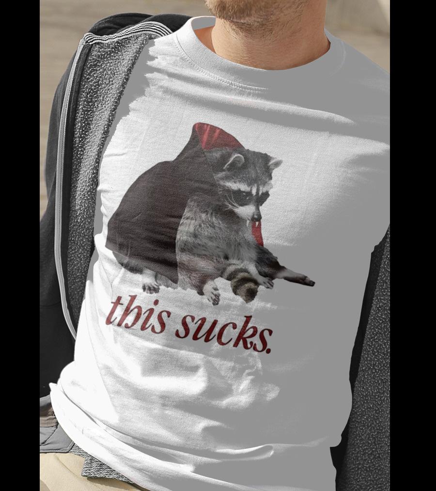 Raccoon Vampire Cape This Sucks Halloween T-Shirt