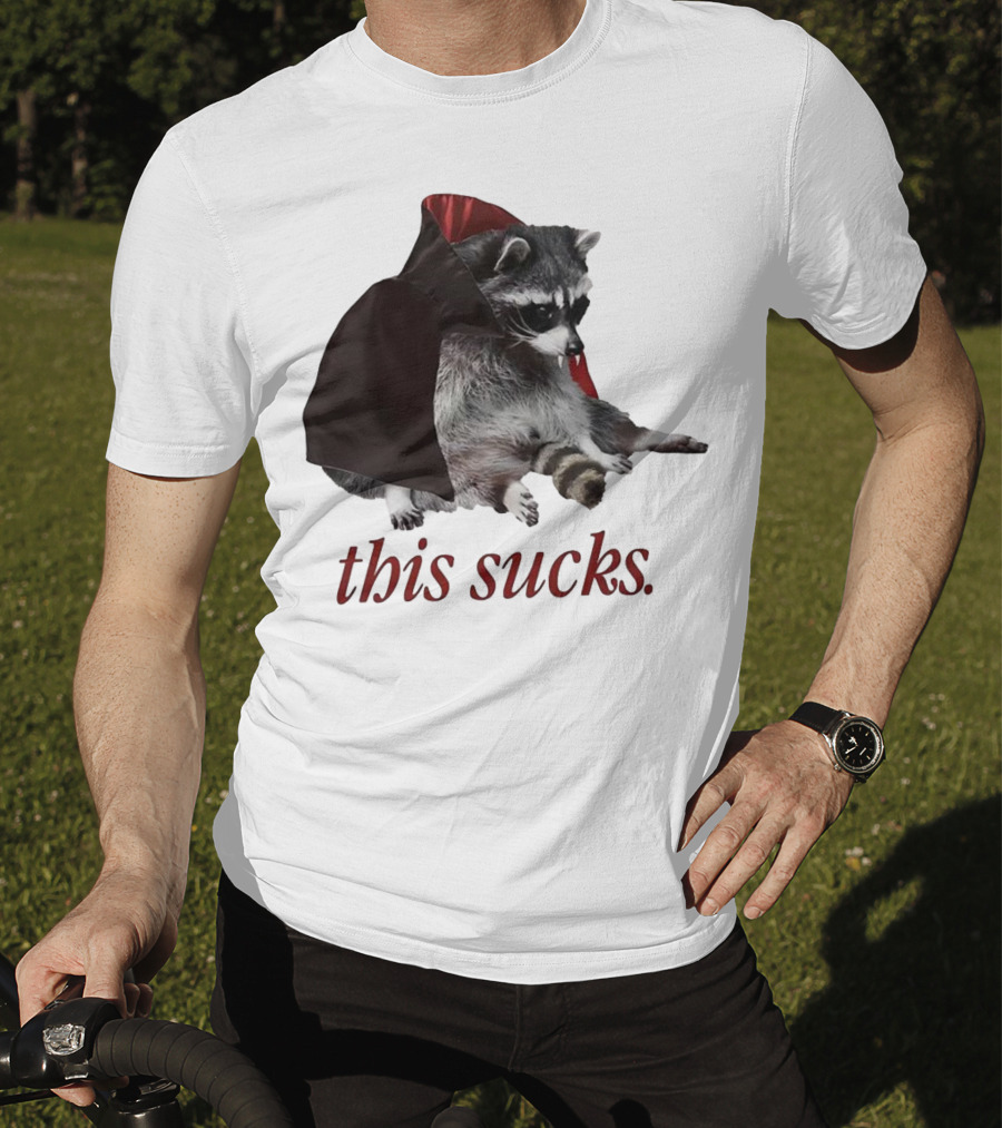 Raccoon Vampire Cape This Sucks Halloween T-Shirt