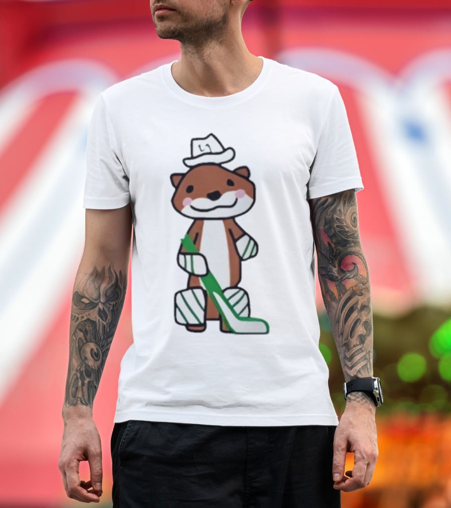 Thomas Harley Otter Hockey Player With Hat And Stick T-Shirt