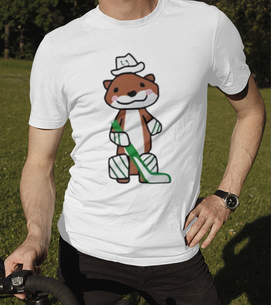 Thomas Harley Otter Hockey Player With Hat And Stick T-Shirt