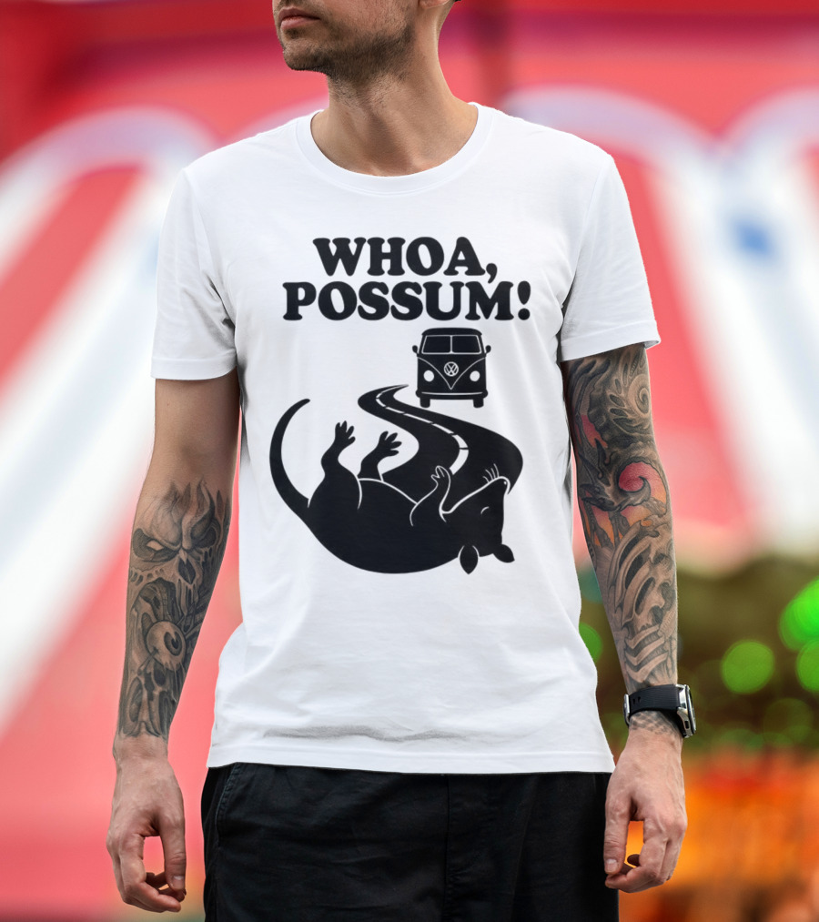 Whoa Possum Vintage Van Opossum Road Trip T-Shirt
