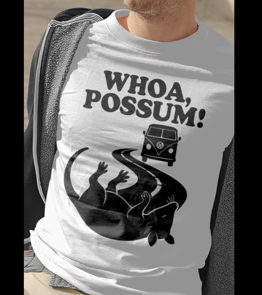 Whoa Possum Vintage Van Opossum Road Trip T-Shirt