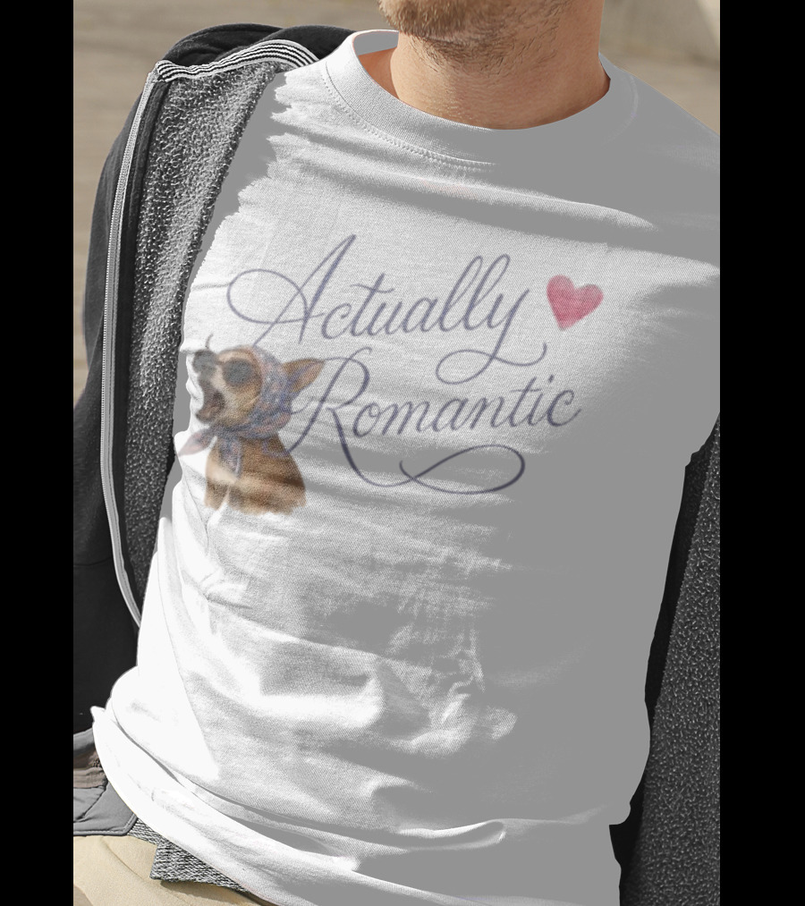 Actually Romantic Dog Sunglasses Heart Scarf T-Shirt