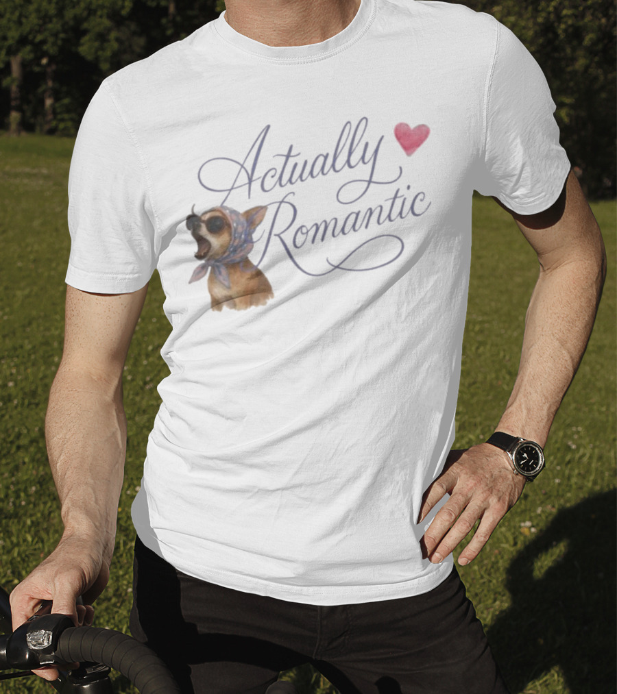 Actually Romantic Dog Sunglasses Heart Scarf T-Shirt