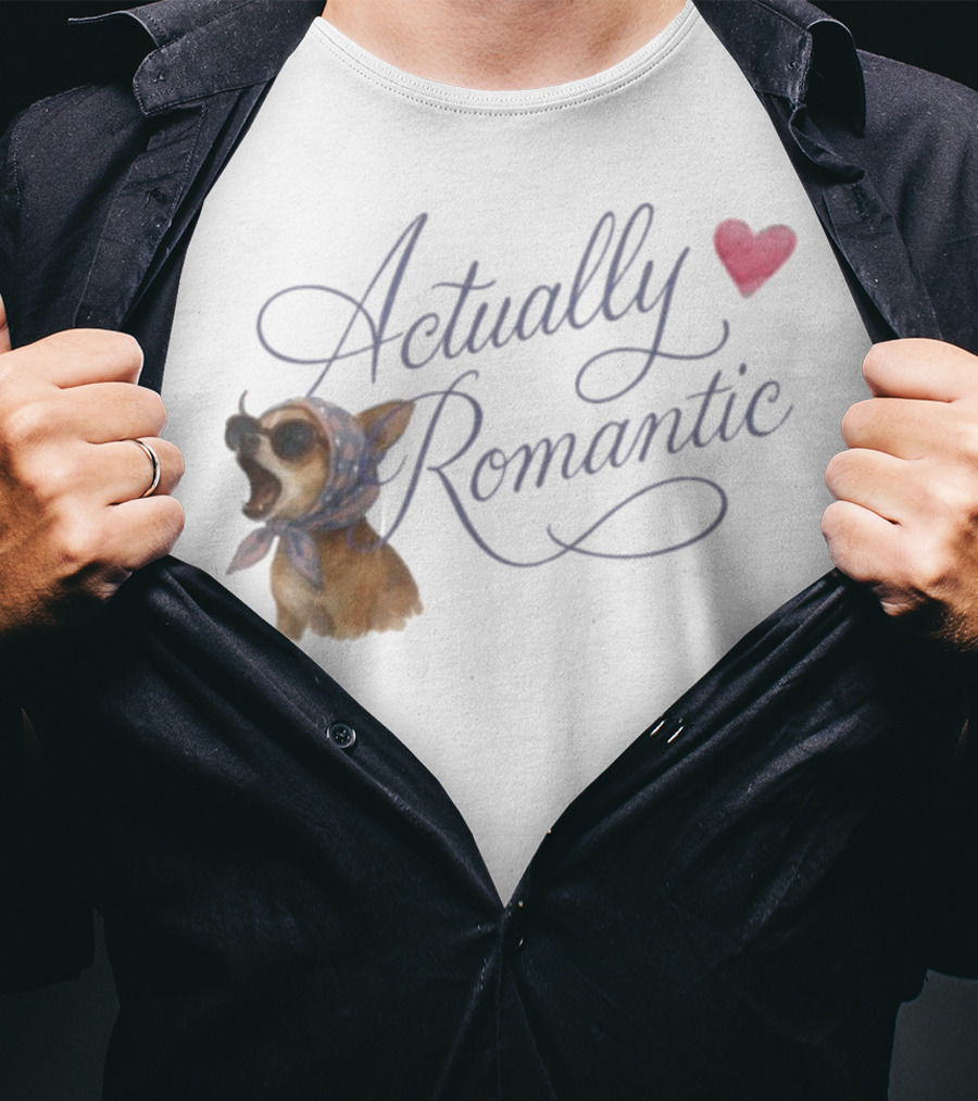 Actually Romantic Dog Sunglasses Heart Scarf T-Shirt