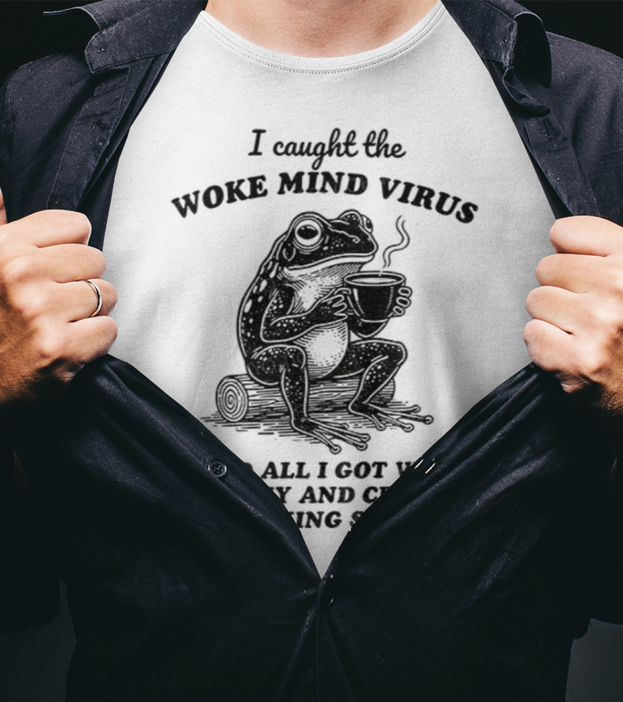 Awakened Thinking Virus Frog Woke Mind Virus Empathy Crystal Seven Chakras T-Shirt