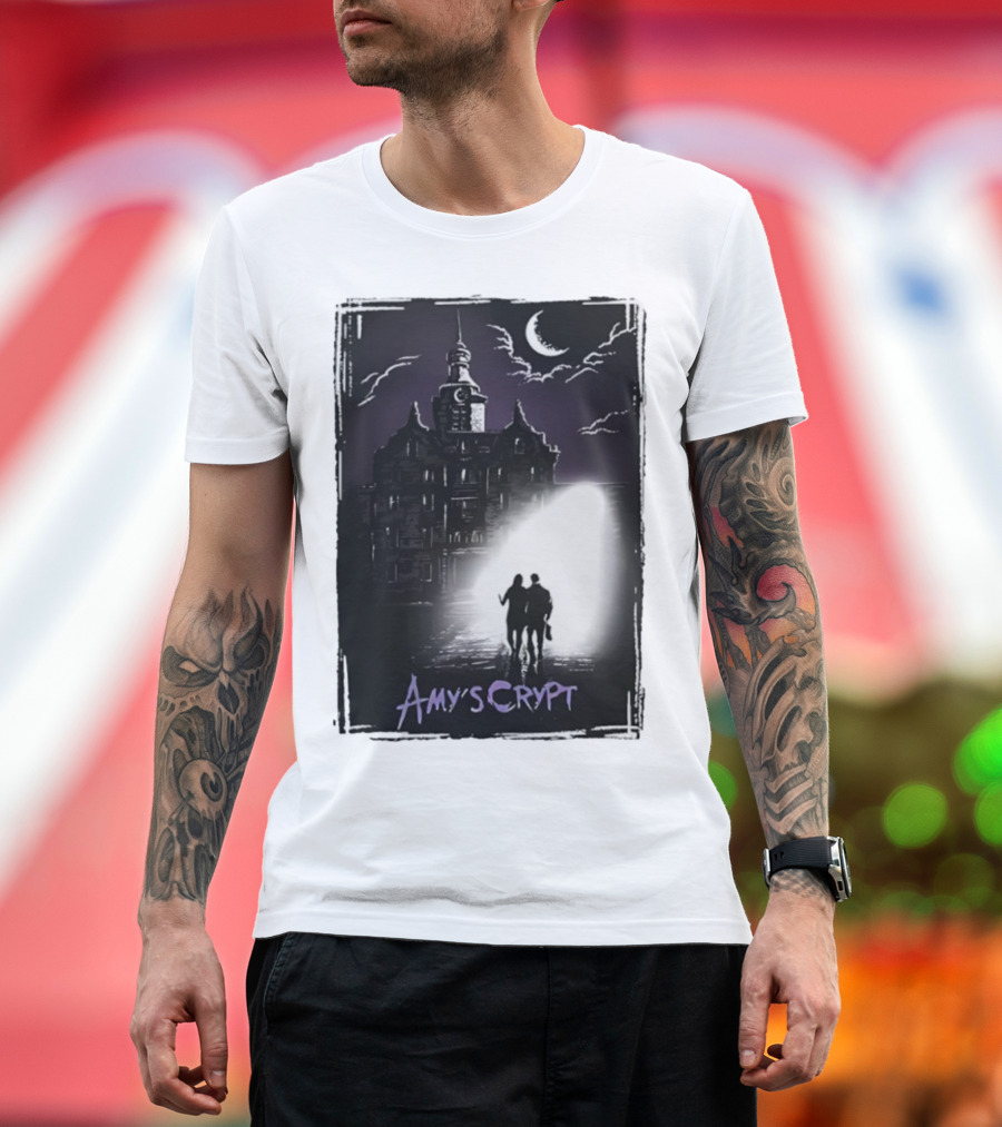 Amy's Crypt Haunted Mansion Moonlit Silhouette Halloween 2025 T-Shirt