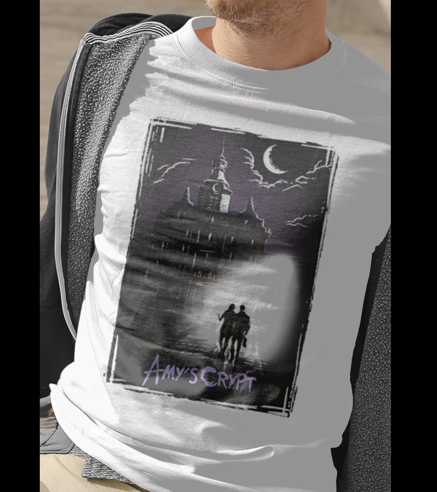 Amy's Crypt Haunted Mansion Moonlit Silhouette Halloween 2025 T-Shirt