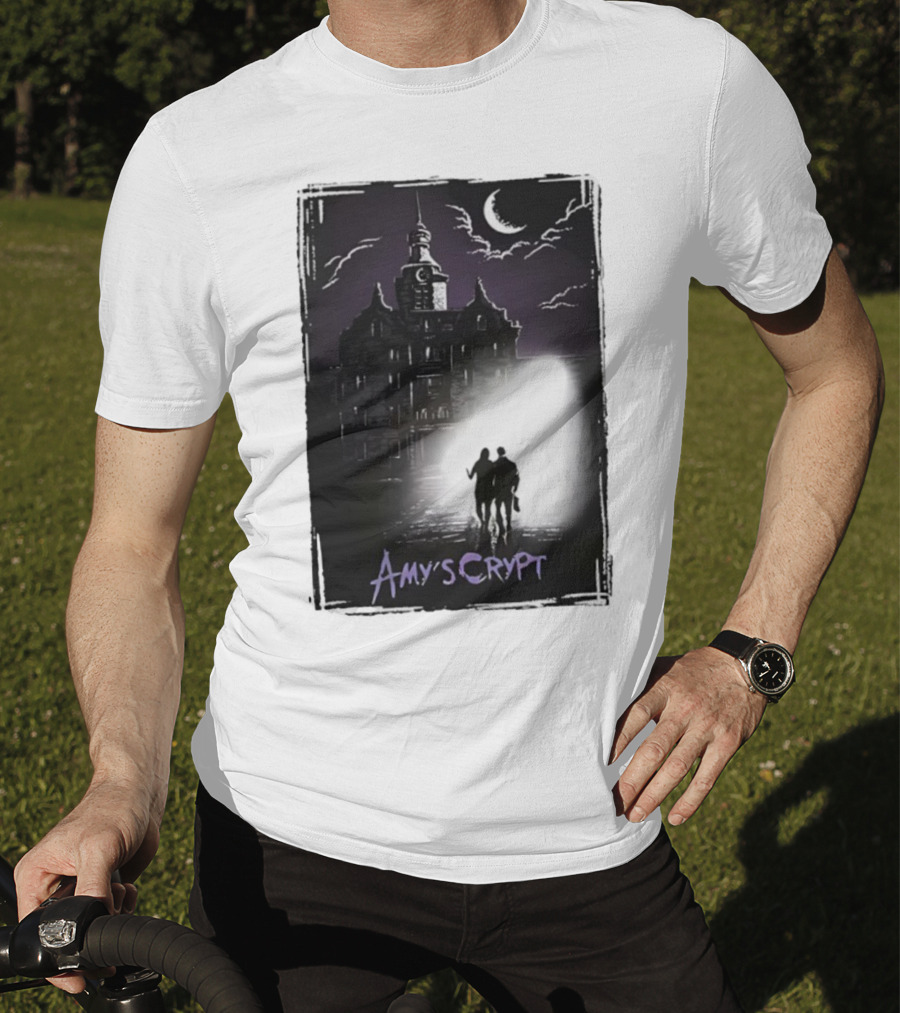 Amy's Crypt Haunted Mansion Moonlit Silhouette Halloween 2025 T-Shirt