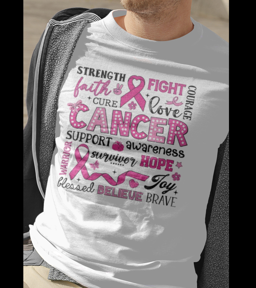 Faith Hope Fight Cancer Support Awareness Warrior Survivor Believe Strength T-Shirt