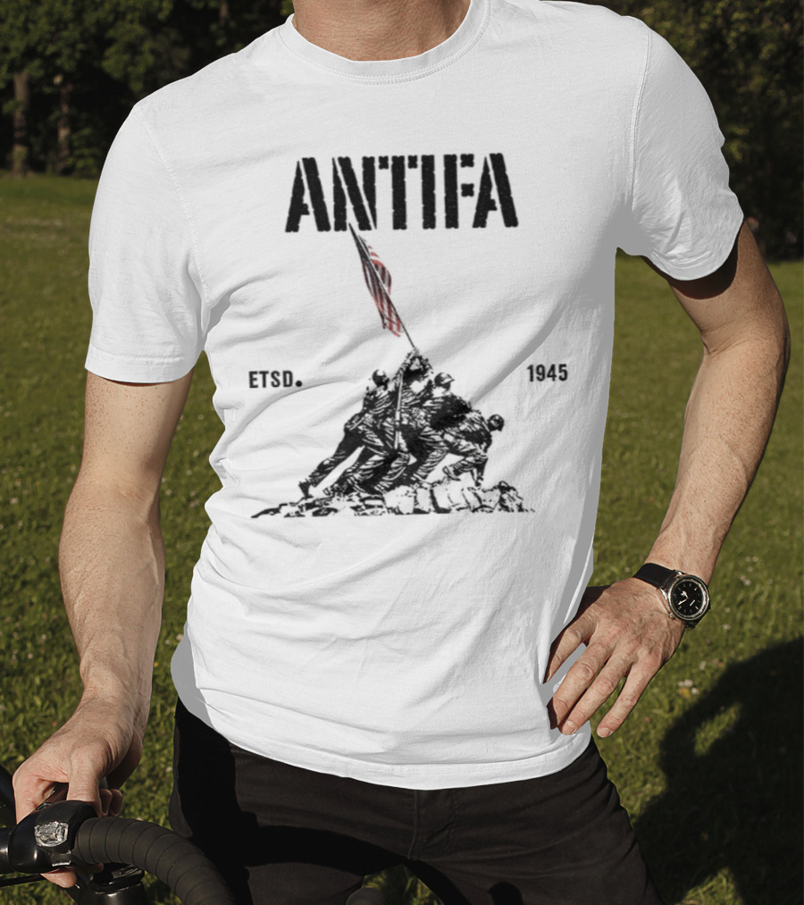 Antifa Estd 1945 Pro Democracy Liberal Protest Red Flag Symbolism T-Shirt