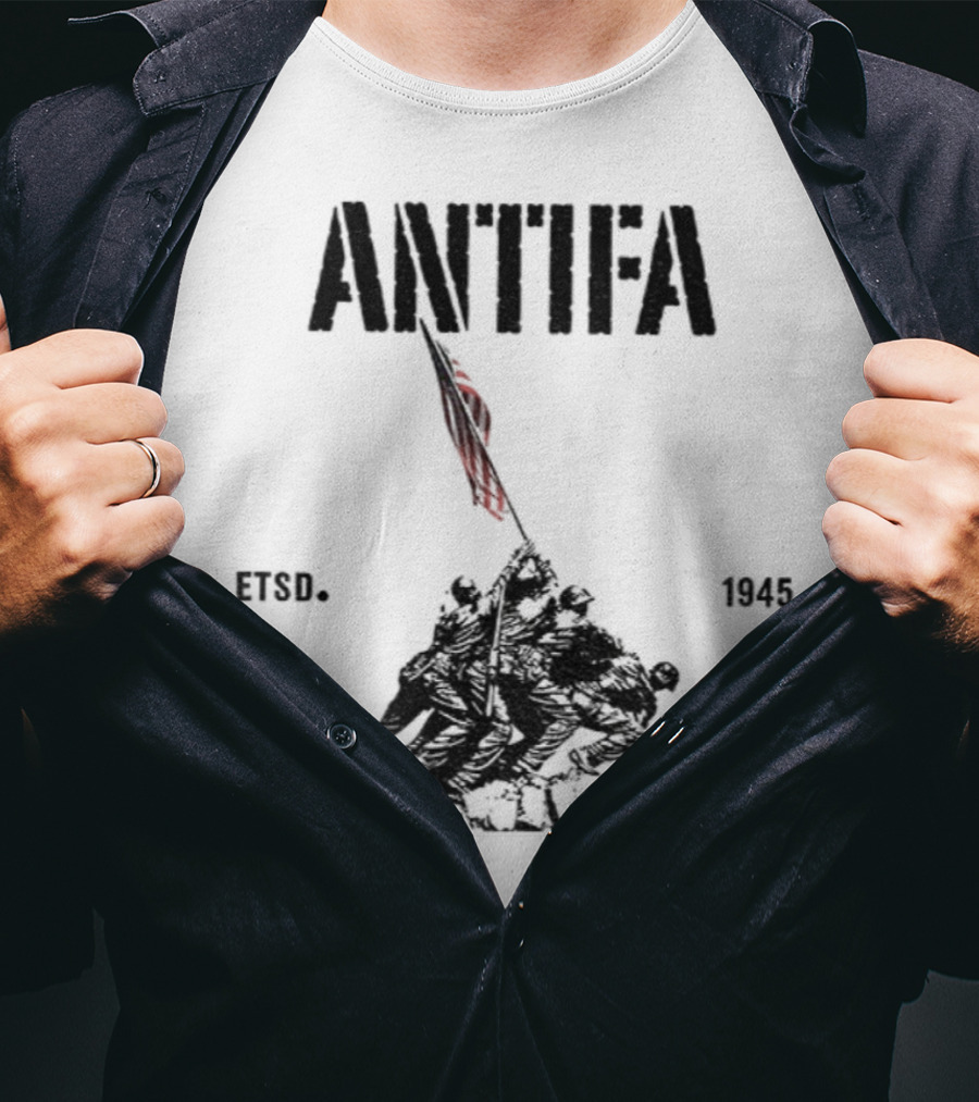 Antifa Estd 1945 Pro Democracy Liberal Protest Red Flag Symbolism T-Shirt