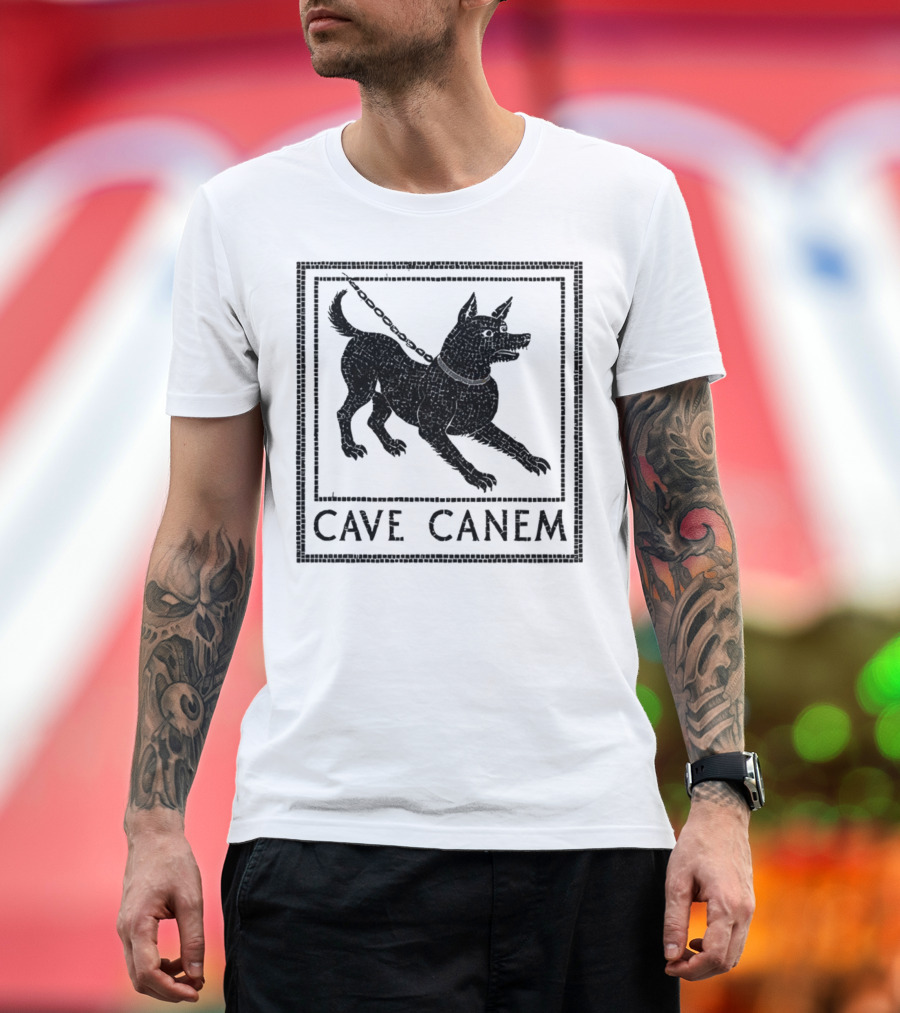 Cave Canem Ancient Pompeii Beware Of Dog Mosaic T-Shirt