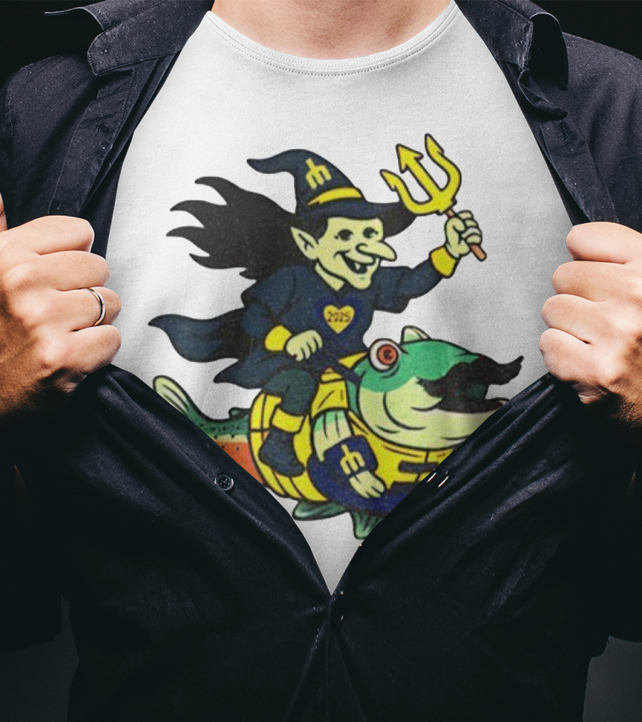 Etsy Witch Riding Mustache Trident Humpy Salmon Seattle Mariners 2025 T-Shirt