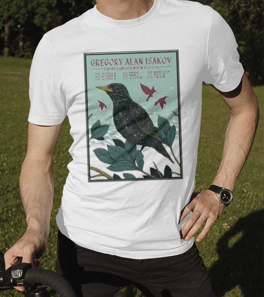 Gregory Alan Isakov Europe & United Kingdom Tour 2025 Black Bird Artwork T-Shirt