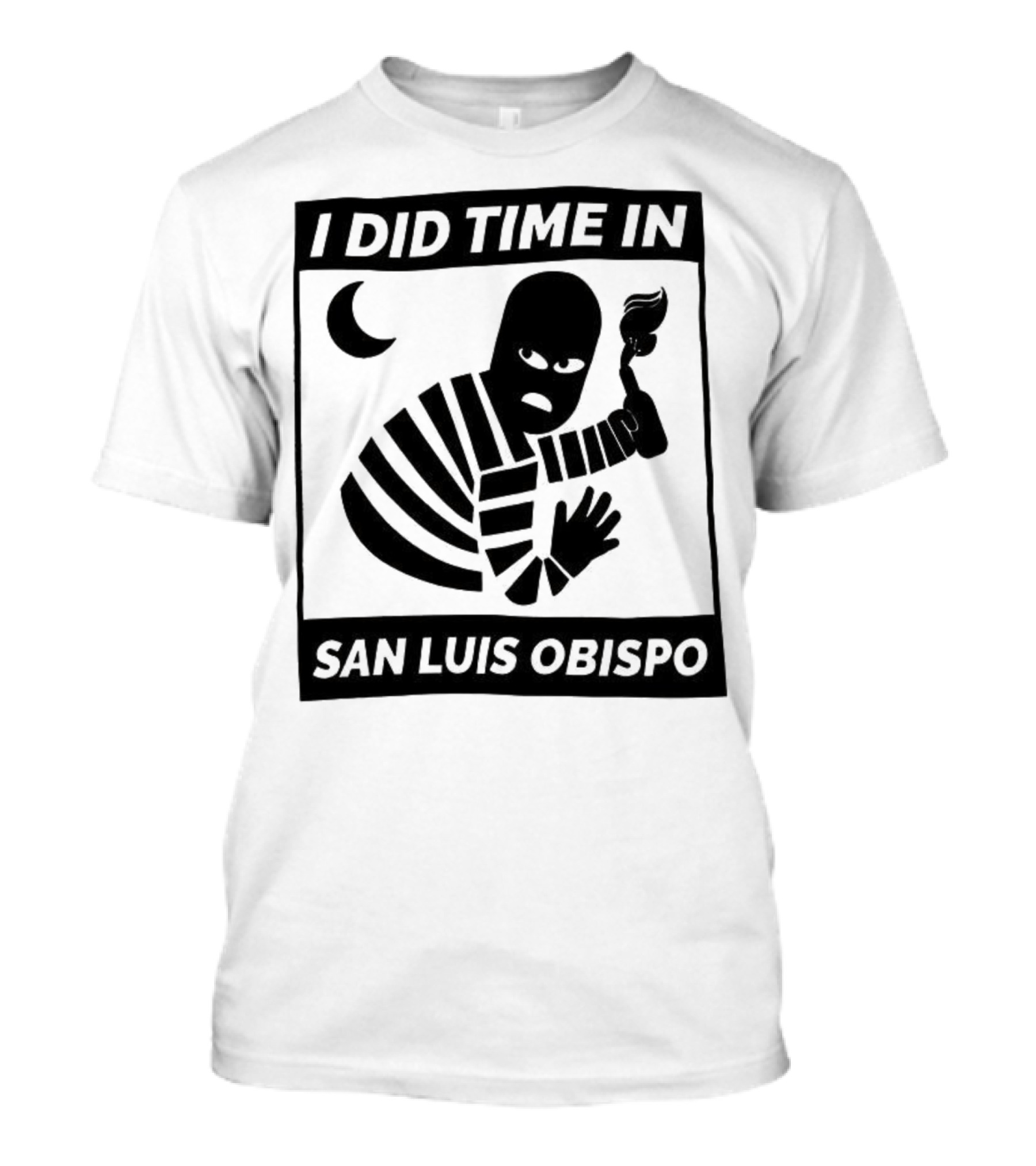 I Did Time In San Luis Obispo Retro Prison Bars Crescent Moon T-Shirt