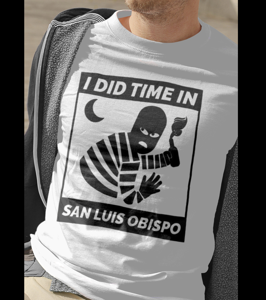 I Did Time In San Luis Obispo Retro Prison Bars Crescent Moon T-Shirt