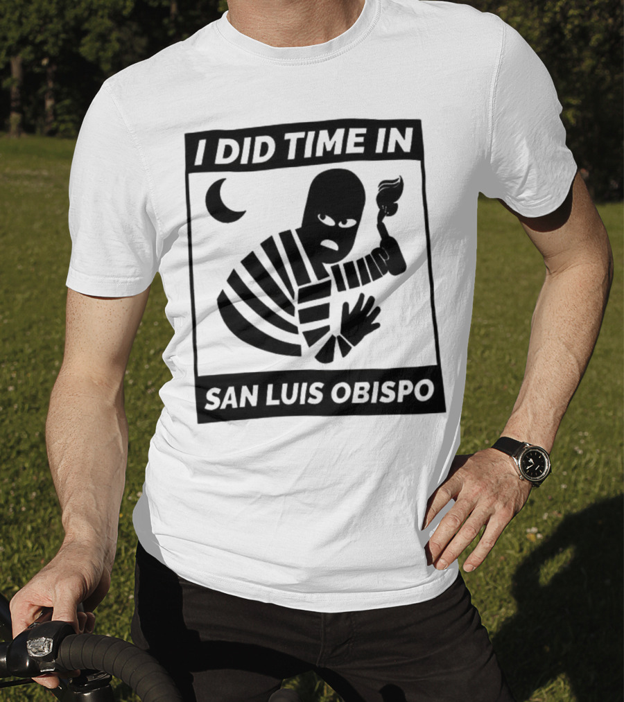I Did Time In San Luis Obispo Retro Prison Bars Crescent Moon T-Shirt