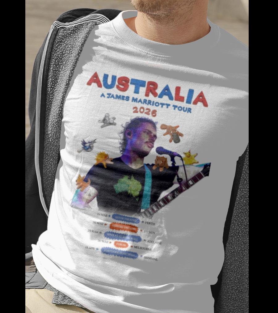 James Marriott Australia Tour 2026 Colorful Dates And Animals T-Shirt