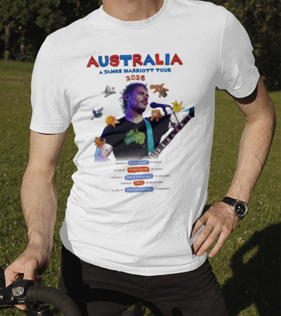 James Marriott Australia Tour 2026 Colorful Dates And Animals T-Shirt
