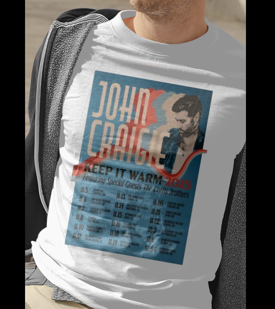 John Craigie Keep It Warm 2025 Tour Featuring The Coffis Brothers Dates And Venues T-Shirt