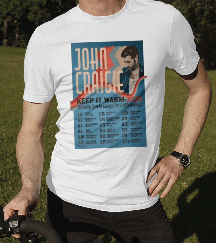John Craigie Keep It Warm 2025 Tour Featuring The Coffis Brothers Dates And Venues T-Shirt