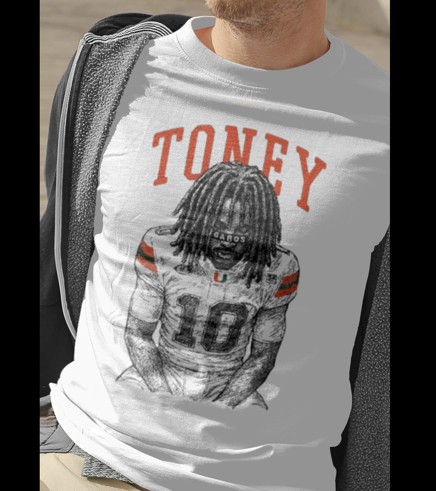 Toney Gabos Miami Hurricanes Number 10 Football Art T-Shirt