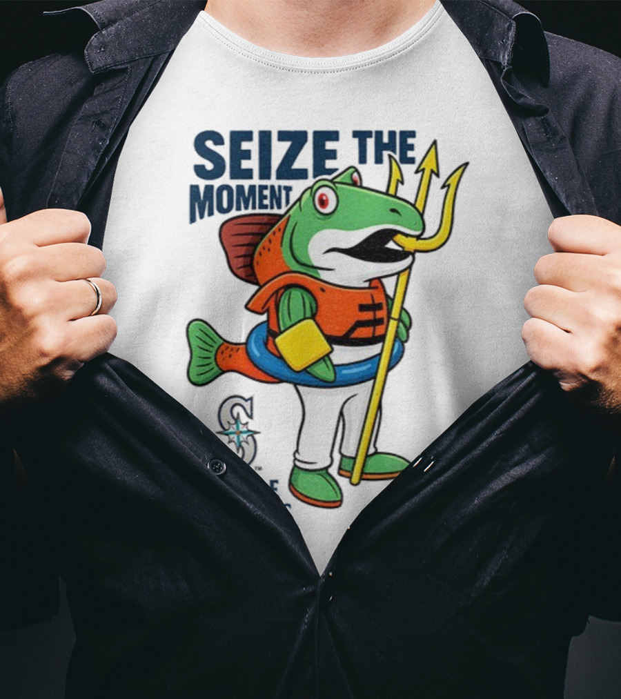 Seattle Mariners Humpy Salmon Trident Seize The Moment MLB T-Shirt
