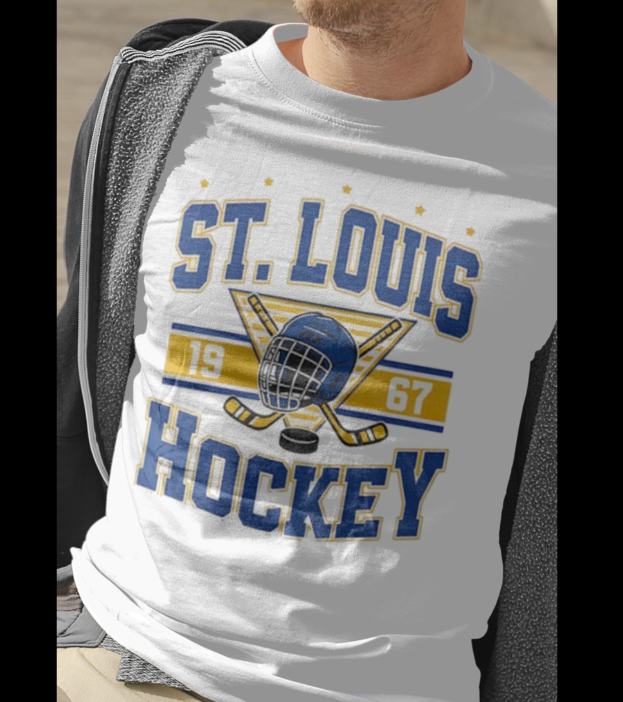 St. Louis Hockey Helmet Crossed Sticks 1967 T-Shirt