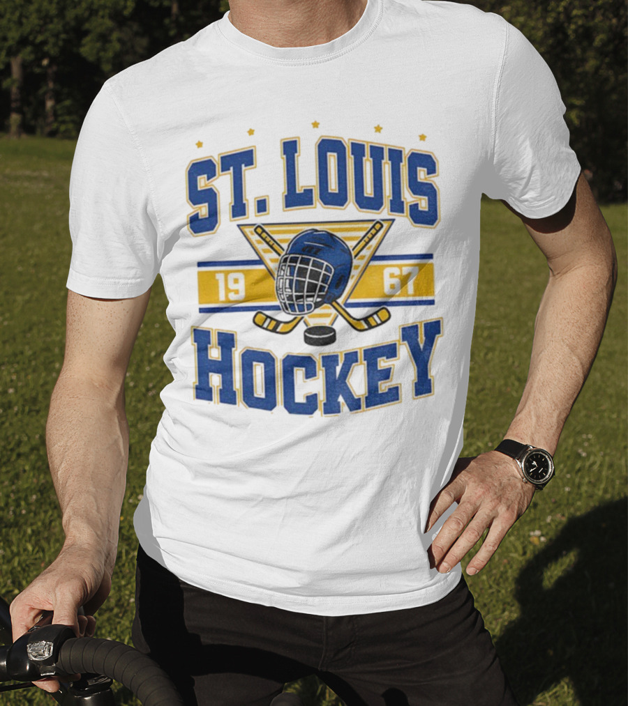 St. Louis Hockey Helmet Crossed Sticks 1967 T-Shirt